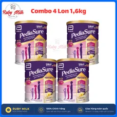 Combo 4 Lon Sữa Bột Pediasure Lon 1,6kg Hương Vani Ít Ngọt