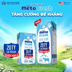 Thùng 48 hộp sữa tươi Nutricare Meta Fresh lợi khuẩn Ít Đường sữa non tăng cường miễn dịch, đề kháng