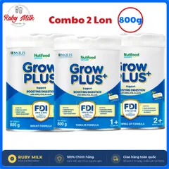 [Combo 2 Lon] Sữa Bột NuiFood GrowPLUS+ Xanh Tiêu Hóa 2+, 1+, 0+ Lon 800g  Hỗ Trợ Tiêu Hóa, Tăng Đề Kháng Cho Bé
