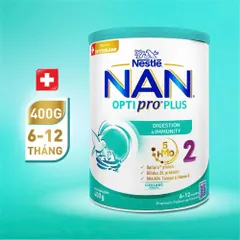 Sữa Nan Optipro PLUS 2 Lon 400g, với 5HMO, sản xuất tại Thụy Sỹ (Cho bé 6-12 tháng) (Giao bao bì ngẫu nhiên)