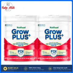 Combo 2 Lon Sữa bột Nutifood GrowPLUS+ Đỏ 2+ (Suy Dinh Dưỡng (2 lon x 850g) - Grow Plus+ Cho bé trên 2 tuổi