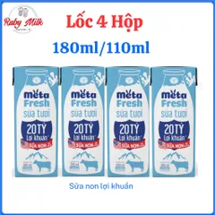 Lốc 4 hộp sữa tươi Nutricare Meta Fresh lợi khuẩn Ít Đường sữa non tăng cường miễn dịch, đề kháng