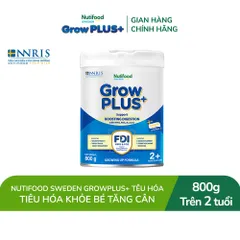 [Chính Hãng] Sữa bột Nutifood Sweden GrowPLUS+ Tiêu Hóa (Xanh Nhạt) 2+ - Tiêu hóa khỏe, tăng cân (Lon 800g)