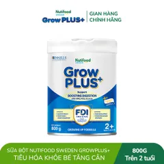 [Chính Hãng] Sữa bột Nutifood Sweden GrowPLUS+ Tiêu Hóa (Xanh Nhạt) 2+ - Tiêu hóa khỏe, tăng cân (Lon 800g)