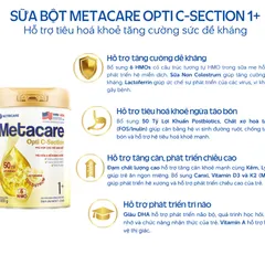 Sữa Bột Nutricare METACARE OPTI C-SECTION 1+ Hỗ Trợ Tiêu Hoá Khoẻ Tăng Cường Đề Kháng Cho Trẻ Sinh Mổ Bé Từ 1-2 Tuổi