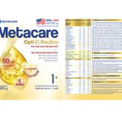 Sữa Bột Nutricare METACARE OPTI C-SECTION 1+ Hỗ Trợ Tiêu Hoá Khoẻ Tăng Cường Đề Kháng Cho Trẻ Sinh Mổ Bé Từ 1-2 Tuổi