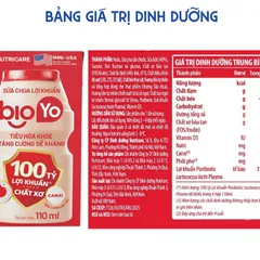 Thùng 24 Hộp Sữa Chua Lợi Khuẩn NUTRICARE BIOYO Bổ Sung 100 Tỷ Lợi Khuẩn Tăng Cường Đề Kháng Tiêu Hoá Khoẻ 110ml