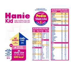 Sữa bột pha sẵn Hanie Kid 110ml, 180ml Nutricare cho trẻ biếng ăn suy dinh dưỡng