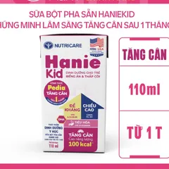 Sữa bột pha sẵn Hanie Kid 110ml, 180ml Nutricare cho trẻ biếng ăn suy dinh dưỡng