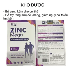 ZinC Mega hộp 30viên - Bổ sung kẽm gluconat, tăng cường sức đề kháng
