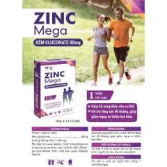 ZinC Mega hộp 30viên - Bổ sung kẽm gluconat, tăng cường sức đề kháng