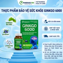 Bổ não GINKGO tăng cường trí nhớ GINKGO BILOBA 6000 lọ 30 viên - Hoạt huyết, tăng cường lưu thông máu não