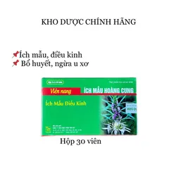 Viên nang ÍCH MẪU HOÀNG CUNG hộp 30 viên - Leonurus - Ích mẫu điều kinh - Bổ huyết ngừa u xơ - Kho Dược