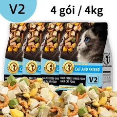 [1KG, 5KG] Thức ăn hạt Cat and friend V2 V3 V1 siêu nhiều topping giúp phục hồi toàn diện