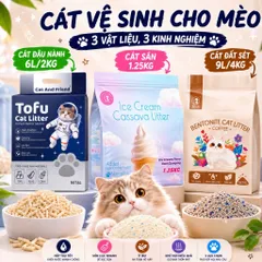 Cát vệ sinh cho mèo siêu vón cục CÁT ĐẤT SÉT Cát Sắn siêu khử mùi ít bụi xả toilet tiện lợi nhanh chóng
