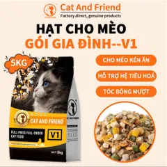 Hạt Cho Mèo cat and friend PET V1 Hạt thịt sấy siêu Mix Thịt Đông Khô Kích Thích Thèm Ăn