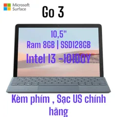 Microsoft Surface Go 3 Ram 8G SSD-128GB Intel Core I3 Gen 10 , Kèm bàn phím US Chính hãng