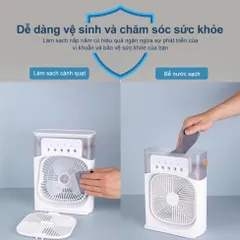 Quạt Điều Hòa Hơi Nước Mini 600ml , Quạt Phun Sương Tạo Ẩm Làm Mát Để Bàn Văn Phòng Tích Hợp Đèn Led
