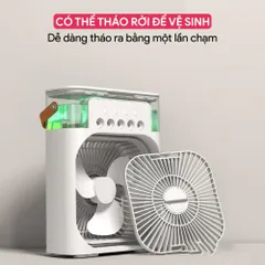 Quạt Điều Hòa Hơi Nước Mini 600ml , Quạt Phun Sương Tạo Ẩm Làm Mát Để Bàn Văn Phòng Tích Hợp Đèn Led