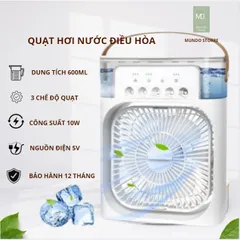 Quạt Điều Hòa Hơi Nước Mini 600ml , Quạt Phun Sương Tạo Ẩm Làm Mát Để Bàn Văn Phòng Tích Hợp Đèn Led