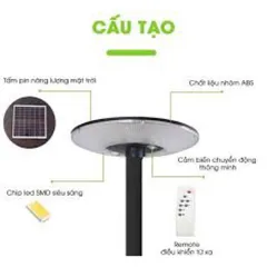 Đèn led năng lượng mặt trời UFO cao cấp 600W, 1000W, Tấm pin liền, Cảm biến chuyển động.