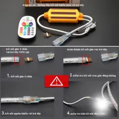 Bộ Nguồn + Remote 4 kim Dây Led 5050 RGB đổi 7 màu xài điện 220V