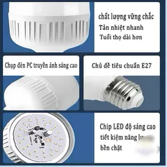 Bóng Đèn Led Trụ Chống Nước 10W, 20W, 30W, 40W, 50W, 60W, Tiết Kiệm Điện 90%, Bóng Đèn Led Siêu Sáng