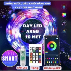 Cuộn nháy Led giọt lệ cao cấp đuổi 10M Dây đèn RGB 5V nháy theo nhạc chống nước chỉnh app điện thoại điều Khiển