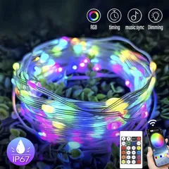 Cuộn nháy Led giọt lệ cao cấp đuổi 10M Dây đèn RGB 5V nháy theo nhạc chống nước chỉnh app điện thoại điều Khiển