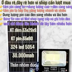 Đèn led pha năng lượng mặt trời 200w IP67 có remote tấm pin rời dây dài 5m - Bảo hành 12 tháng