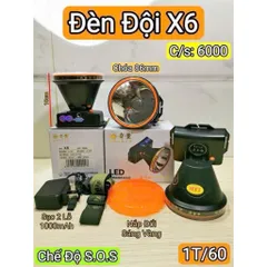 Đèn pin đội đầu cao cấp có kèm dây đội, cục sạc pin trâu có khả năng kháng nước.