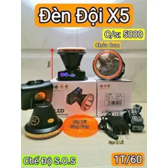 Đèn pin đội đầu cao cấp có kèm dây đội, cục sạc pin trâu có khả năng kháng nước.