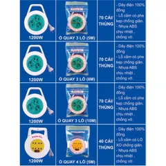 Ổ cấm điện siêu tải cao cấp 4 lỗ 6 lỗ quây công tắc, 1 công tắc 2 công tắc dây 3m 5m 8m 10m bảo hành 6 tháng