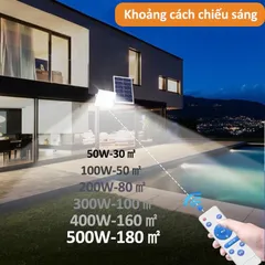 Pha led năng lượng mặt trời cao cấp siêu sáng 500w thân nhôm chiếu sáng sân vườn,nhà xưởng,bãi xe,ao hồ chống nước ip67