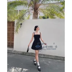 VÁY / ĐẦM 2 DÂY ĐÍNH HẠT NGỌC NHŨ SANG CHẢNH (sẵn mút ngực)