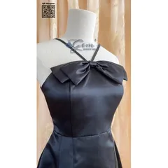 Váy đầm 2 dây nơ ngực sang chảnh  ( 2 lớp , đệm ngực cao cấp )