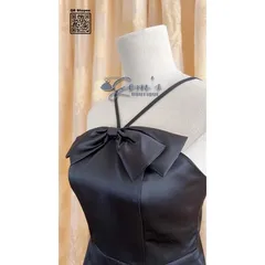Váy đầm 2 dây nơ ngực sang chảnh  ( 2 lớp , đệm ngực cao cấp )