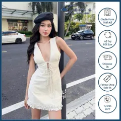 VÁY SÁT NÁCH CỔ V THẮT NƠ GỢI CẢM