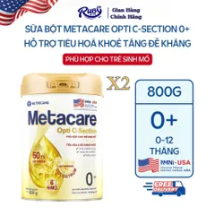 Combo 2 Lon Sữa Bột Nutricare METACARE OPTI C-SECTION 0+ Hỗ Trợ Tiêu Hoá Khoẻ Tăng Cường Đề Kháng Cho Trẻ Sinh Mổ Bé