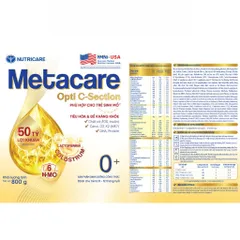 Combo 2 Lon Sữa Bột Nutricare METACARE OPTI C-SECTION 0+ Hỗ Trợ Tiêu Hoá Khoẻ Tăng Cường Đề Kháng Cho Trẻ Sinh Mổ Bé