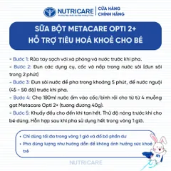 Combo 2 lon Sữa Bột METACARE OPTI 2+ 850G Tiêu Hoá Khoẻ Tăng Cân Cao Lớn Cho Bé Từ 2-10 Tuổi 850G
