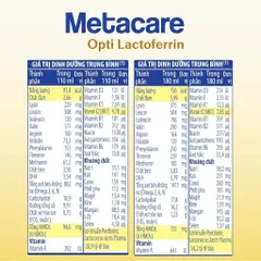 Combo 3 Lốc Sữa công thức dinh dưỡng Metacare Opti LACTOFERRIN tăng cường đề kháng phát triển chiều cao trí nao