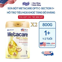 Combo 2 Lon Sữa Bột Nutricare METACARE OPTI C-SECTION 1+ Hỗ Trợ Tiêu Hoá Khoẻ Tăng Cường Đề Kháng Cho Trẻ Sinh Mổ Bé