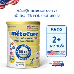 Sữa Bột METACARE OPTI 2+ Nutricare Tiêu Hoá Khoẻ Tăng Cân Cao Lớn Tăng Cường Đề Kháng Vị Thanh Nhạt Bé 2-10 Tuổi 850G