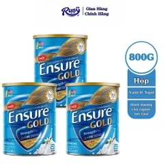Combo 3 Lon Sữa bột Ensure Gold Abbott hương vani ít ngọt (HMB) 800g - Rubymilk276