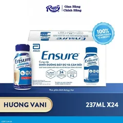 Thùng 24 chai Sữa nước Ensure Dạng Lỏng Hương Vani 237ml/chai (bao bì thay đổi theo từng đợt nhập) - Rubymilk276
