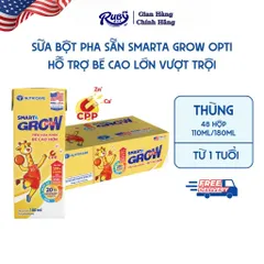 Thùng 48 Hộp Sữa Bột Pha Sẵn SMARTA GROW OPTI Nutricare Tăng Chiều Cao Cân Nặng Bổ Sung 20 Tỷ Lợi Khuẩn - Rubymilk276