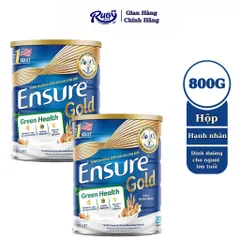 Combo 2 lon Sữa bột Ensure Gold Green Health Đạm thực vật hương Hạnh nhân 800g - Rubymilk276