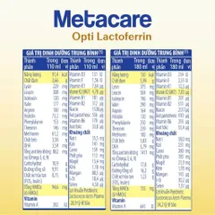 2 Thùng Sữa công thức dinh dưỡng Metacare Opti LACTOFERRIN tăng cường đề kháng phát triển chiều cao trí nao(110ml/180ml)