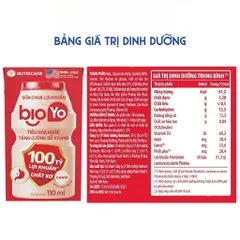 Thùng 24 Hộp Sữa Chua Lợi Khuẩn NUTRICARE BIOYO Bổ Sung 100 Tỷ Lợi Khuẩn Tăng Cường Đề Kháng Tiêu Hoá Khoẻ 110ml 902099